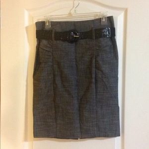 Juniors Size 9 Gray Pencil Skirt with Belt